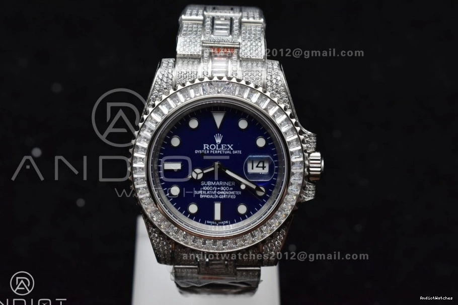 SS Submariner Dial Blue On VR Edition AMGF Best Full On Chic 1149 Diamonds 40mm Bracelet 1202